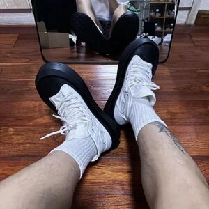 Bottega Veneta Jumbo nylon low-top lace-up platform shoes men 10 White
